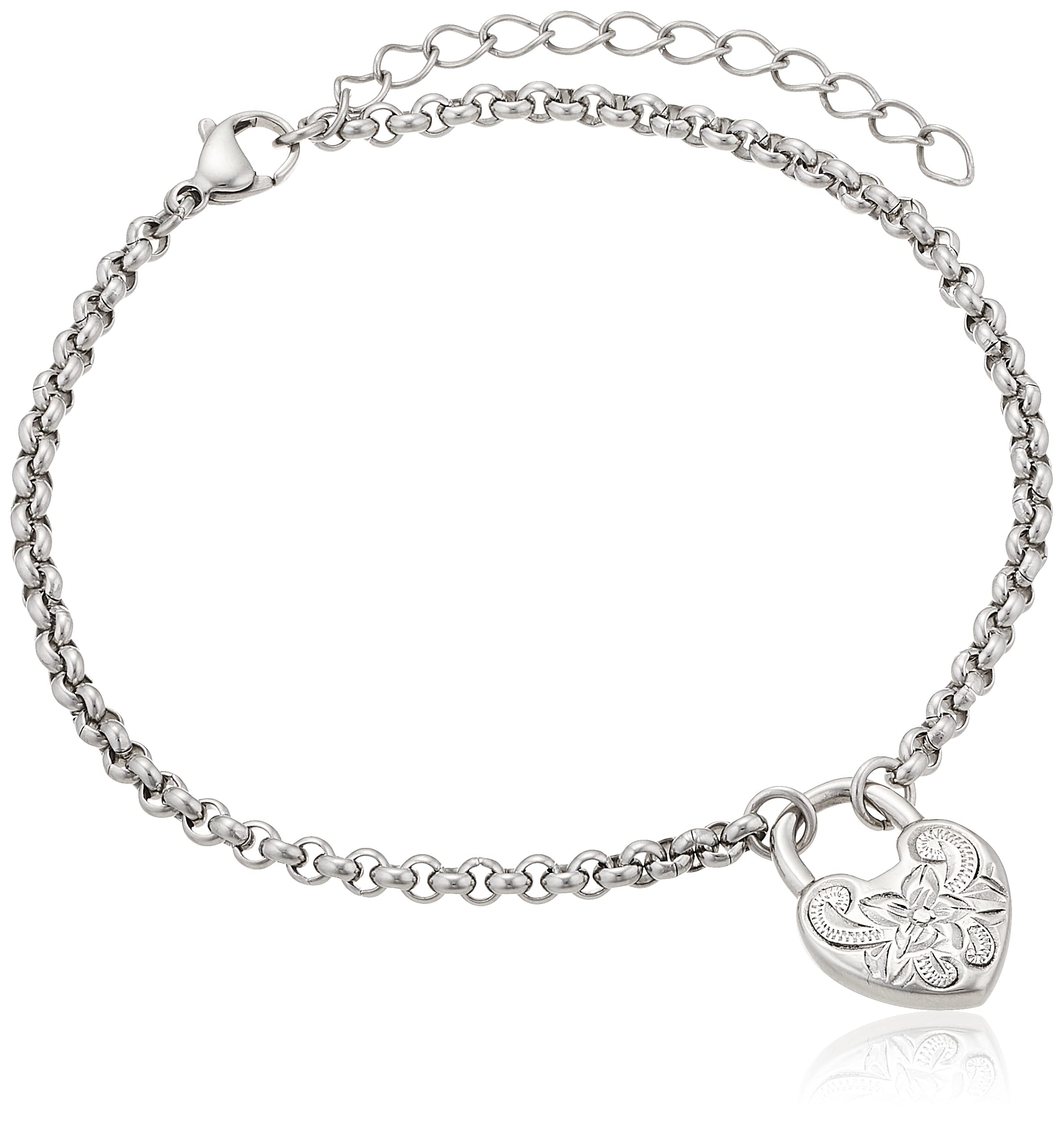 

Aloha lokahi Hawaiian Jewelry Bracelet Anklet Accessory Stainless Steel Plumeria Scroll Heart Silver (Aloha Lokahi)