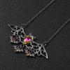 Dark Jewelry Bat Pendant Necklace Alloy Water Crystal For Halloween Decoration