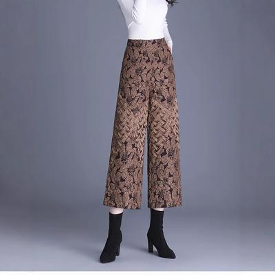 Daunen-Baumwollhose Weite Hose Winter Hohe Taille Locker Mode Warm Neun-Punkt-Hose Jacquard-Hose Damen Mutter Outfit