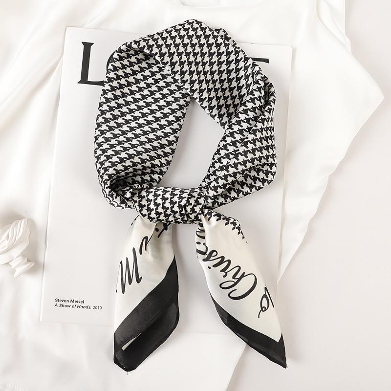 Luxury Brand  Silk Square Scarf Women Cat Neck Hair Tie Band Beach Hijab Kerchief Head Headbands Bandana Female Foulard 70cm