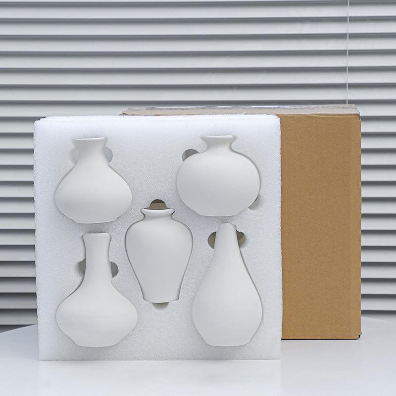 5Pcs Black Ceramic Vase Set Modern Minimalist Matte Flower Vases for Home Deco Living Room Table Centerpiece Wedding Party Decor