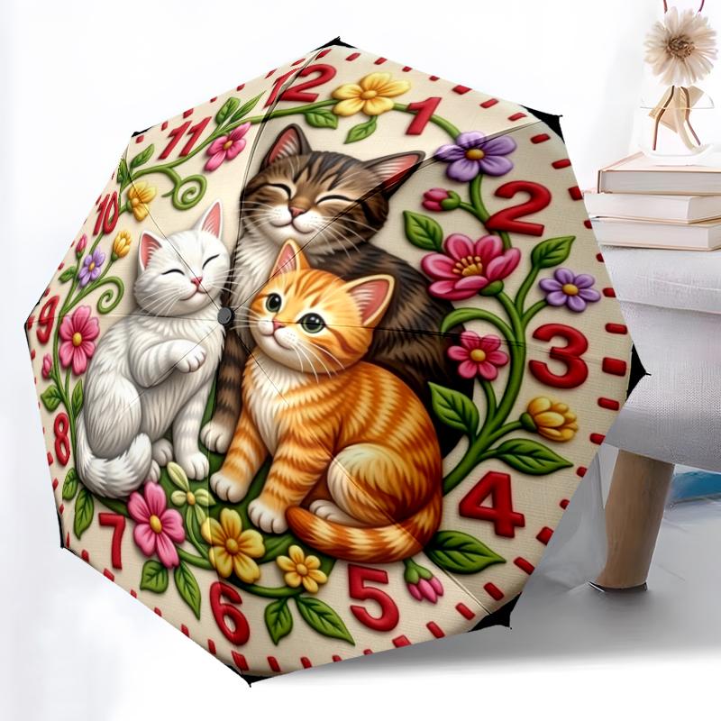 1pc Yin Yang Fish Combination pattern Sturdy 8-Bone Auto Umbrella, Bright Umbrella, Digital Printed, Foldable Umbrella for On-the-Go Outdoor Use