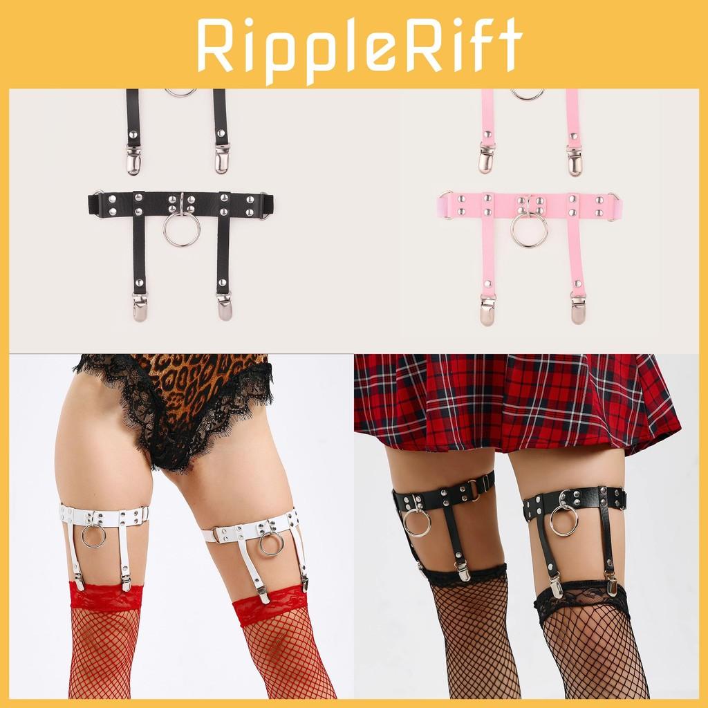 Ladies Style Punk Leg Ring With Metal Leather Y2k Fetish Garters For Wear Party