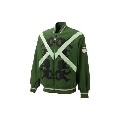 Puma Gepolsterte Jacke mit Cartoon-Print und Farbblock-Reißverschluss im Baseball-Kragen, Unisex-Jacken, Nebelgrün 539893-80