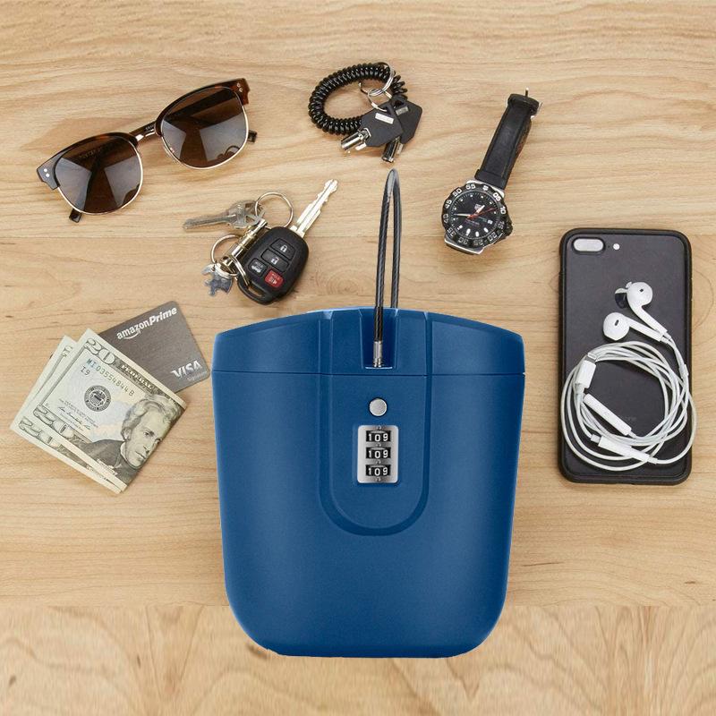 ABS 3-Digit Combination Portable Lock Box for Beach, Hiking, and Outdoor Safety.