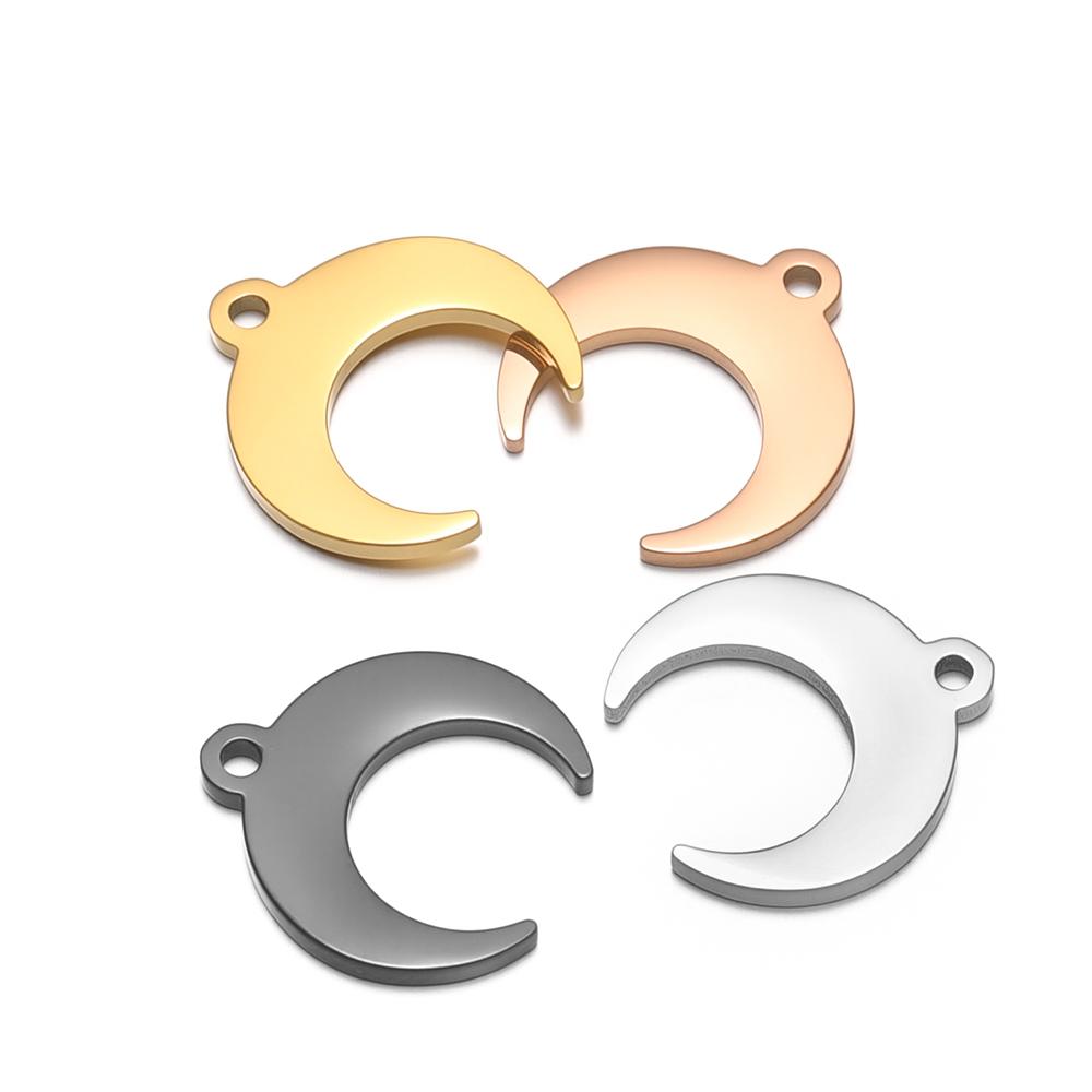 5 Stück Goldfarbene Edelstahl-Ochsenhorn-Anhänger Mond-Halsketten für DIY-Schmuckherstellung Handgefertigte Anhänger Armbänder Zubehör