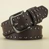 1pc Men's Retro Alloy Needle Buckle Women's Belt Round Rivet Belt Punk Hip Hop Rock Jeans Belt PU Leather Belt For Men and Women