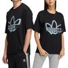 Adidas Originals Trefoil Crew Neck Drop Shoulder Logo Print Short Sleeve T-Shirt Unisex Tops Black HS2007