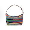 MIU MIU Embroidered Monogram Logo Crochet Leather Handle Shoulder Bag Tote Women's Rainbow Color