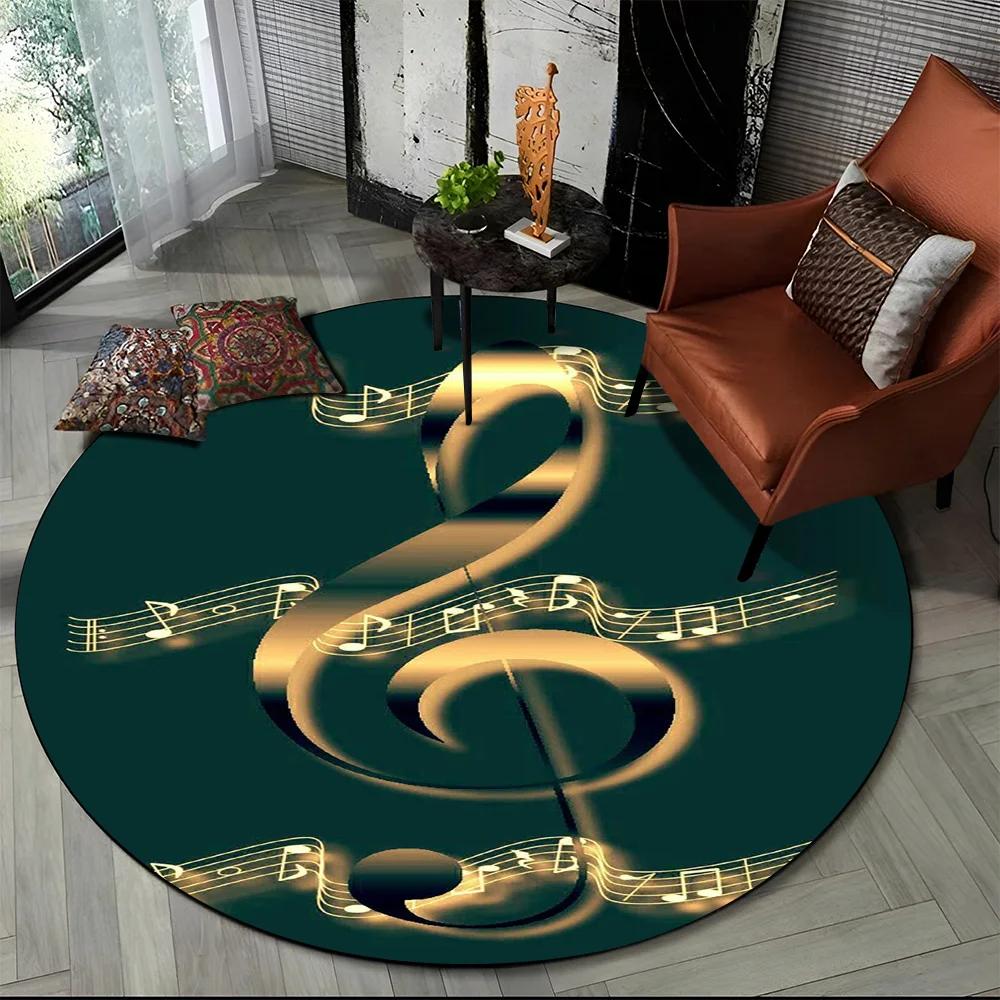 3D Musical Note Piano Art Round Carpet Rug for Living Room Bedroom Child Playroom Chair Decor,Pet Area Rug Non slip Floor Mat