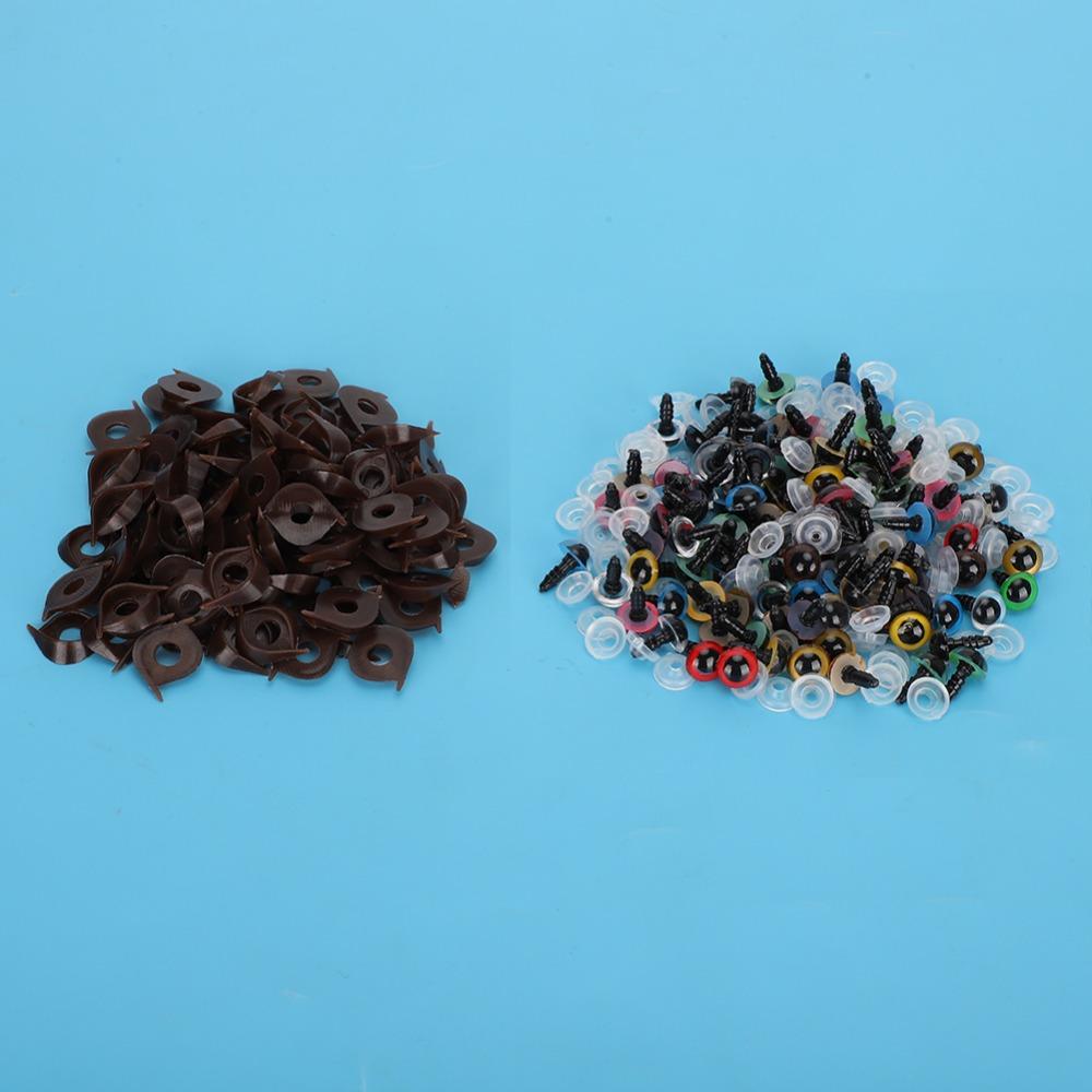 100pcs With Washer Plastic Safety Eyes Mix Color Puppet Toy Eyes Craft Eyes Animal Dolls