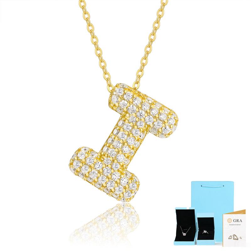 Letter Pendant Necklace 925 Silver Plated 18K Gold Collarbone Chain Fashionable Versatile Moissanite Chain