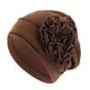 Turban Hat for Women, Side Flower Decor Head Wrap, Pure Color High Elasticity Turban Cap for Sensitive Scalp Postpartum Care Sleep