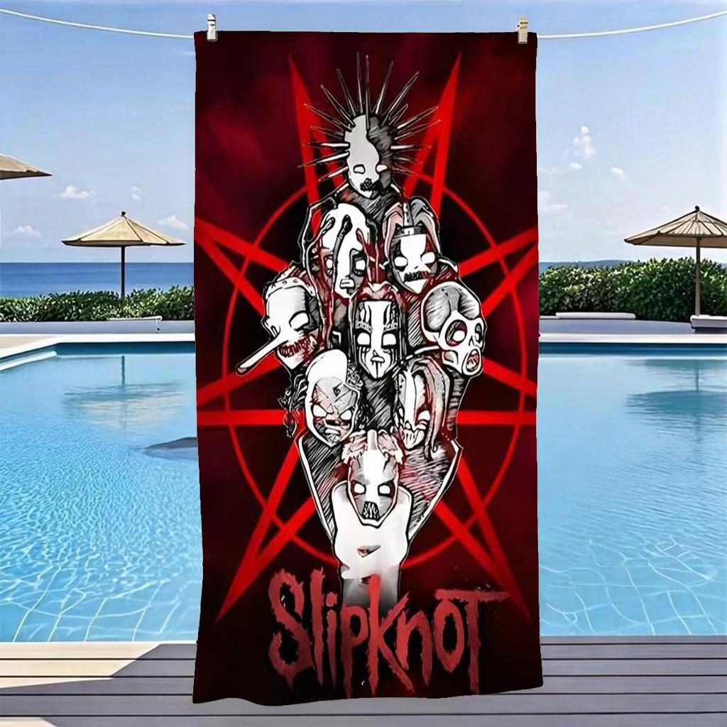 1 Stück S-Slipknot Band Alle Mitglieder Maske Strandtuch Mikrofaser Weich Schnelltrocknend Heavy Metal Rock Badetuch Für Fans Schwimmen Outdoor