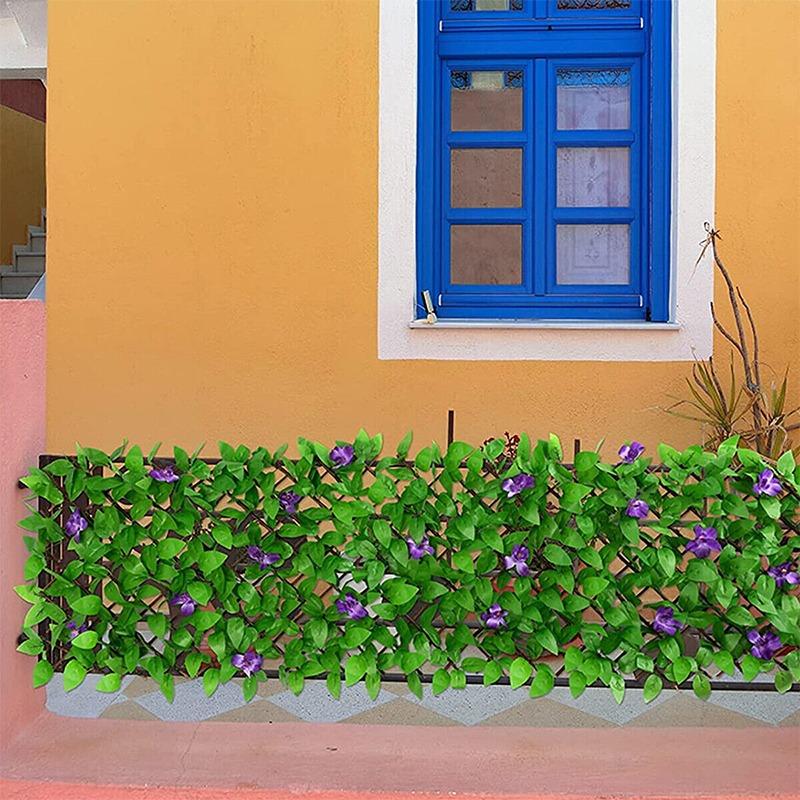 2M Kunstig Hekk Blomsterblad Hagegjerde Vegg Personvernskjerm Espalier