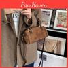 Retro Korean Handbag Boston Suede Versatile Oneshoulder Crossbody Small Pillow Bag