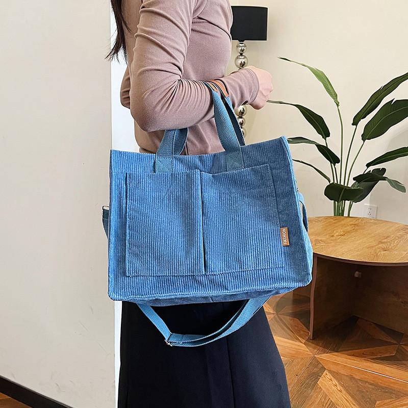 Trendy Japanese Large Capacity Fall New Student Sling Bag Stylish Tote Bag In Black Beige Khaki And Blue