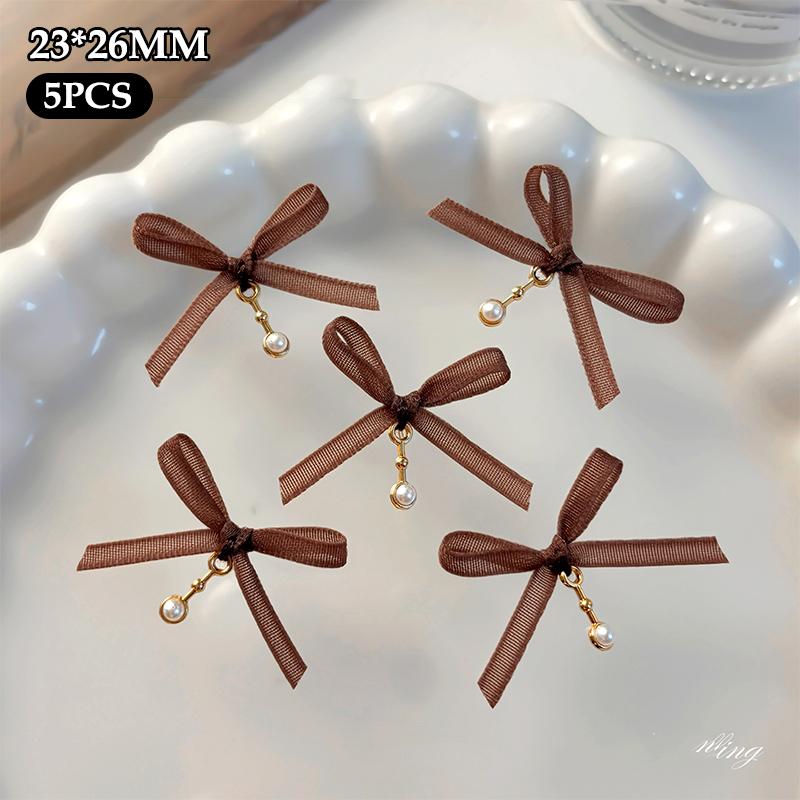 

5 шт. Органзовые Банты Цепочки Шармы для Маникюра Сладкие Изысканные Банты Декорации для Ногтей Аксессуары DIY Маникюр