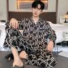 Ice Silk Pajamas Suit Men Spring Summer Typle Fashion Short Sleeve Polyester Loungewear Male Sleepwear Geentlemen Homewear