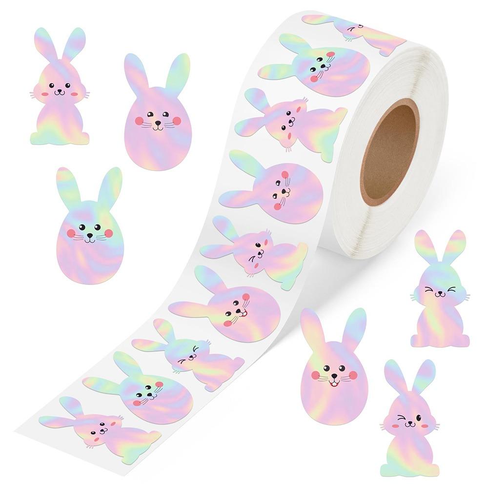 500PCS Cartoon Rabbit Easter Seal Sticker Self-adhesive Multiolor Easter Egg Stickers Envelope Sealing Waterproof