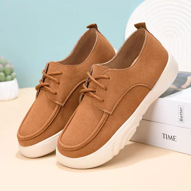 

Fashion Shoes Women Autumn Outwear Runner Sneakers Brand Designer Solid Color Lace Up Tenis Flat Shoes Footwear Zapatillas Mujer 36 верблюд