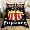 Popcorn Food Bedding Set King Queen Double Movie Theater Theme Duvet Cover Filmstrip Polyester Comforter Cover Blue Quilt Cover