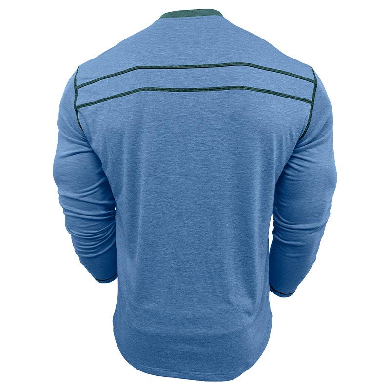 Příležitostné tričko s dlouhým rukávem přiléhavého střihu Slim-fit Henley top nadměrné velikosti pánské podzimní novinky