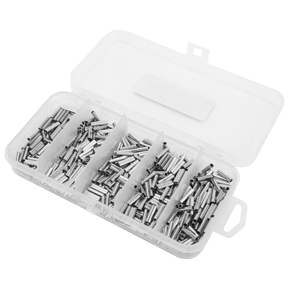 500PCS Copper Fishing Line Crimping Sleeves Fishing Crimp Sleeve Kit  for Fishing Line