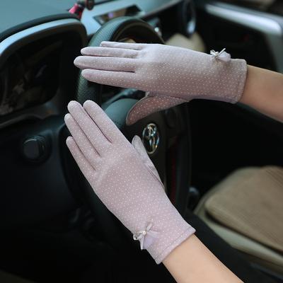 Women’s Cotton UV Protection Gloves, Lace Summer Gloves, Breathable Touchscreen Anti-Slip Gloves for Driving Riding Outdoor Travel