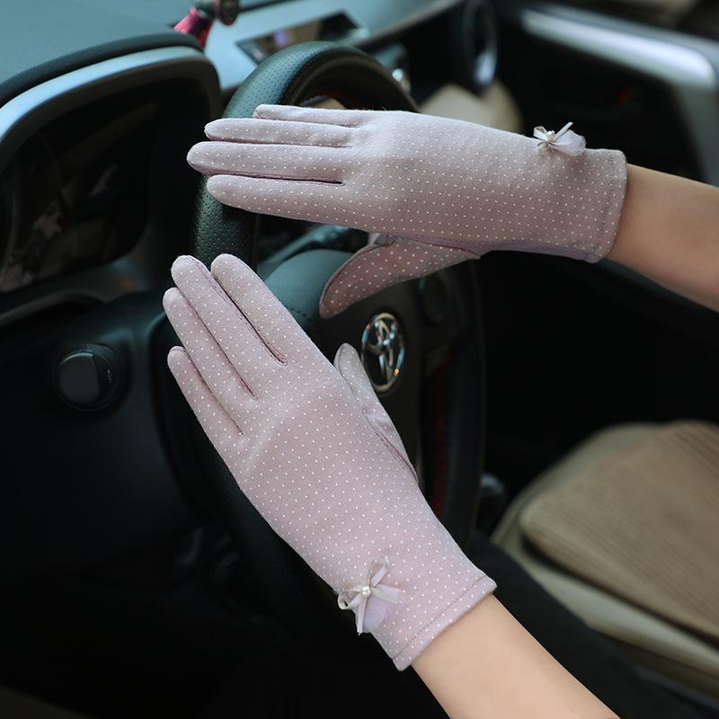 Women’s Cotton UV Protection Gloves, Lace Summer Gloves, Breathable Touchscreen Anti-Slip Gloves for Driving Riding Outdoor Travel