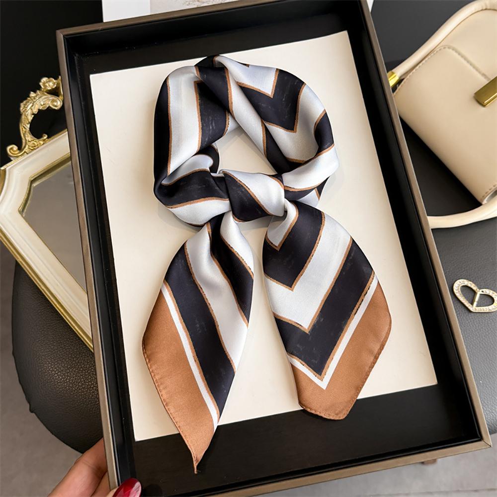 Fashion Stripes Print Female Square Scarf Women Hair Scarves Foulard Head Band Shawls Wraps Neckerchief Bandana