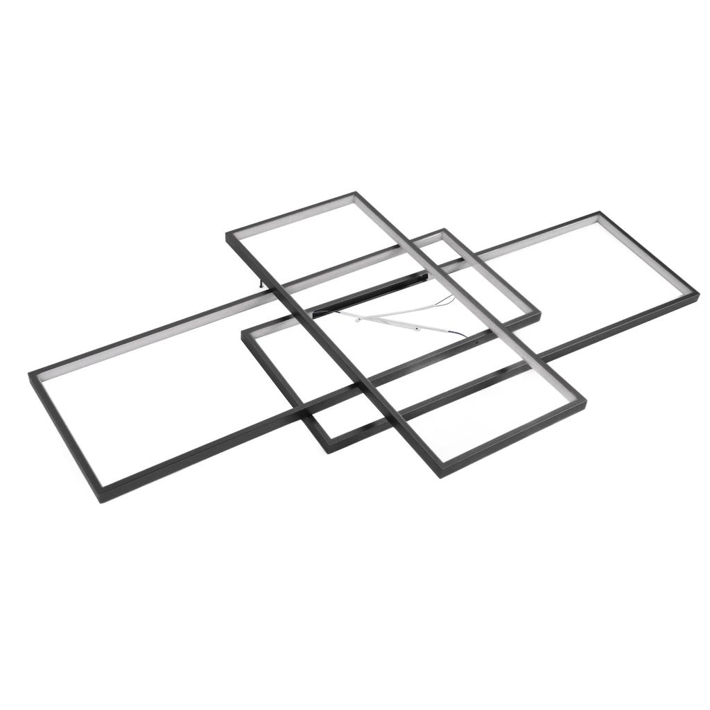 Modern LED Ceiling Light Dimmable 3 Layer Rectangular Flush Mount Lighting Fixture Ceiling Lamp with Remote for Bedroom