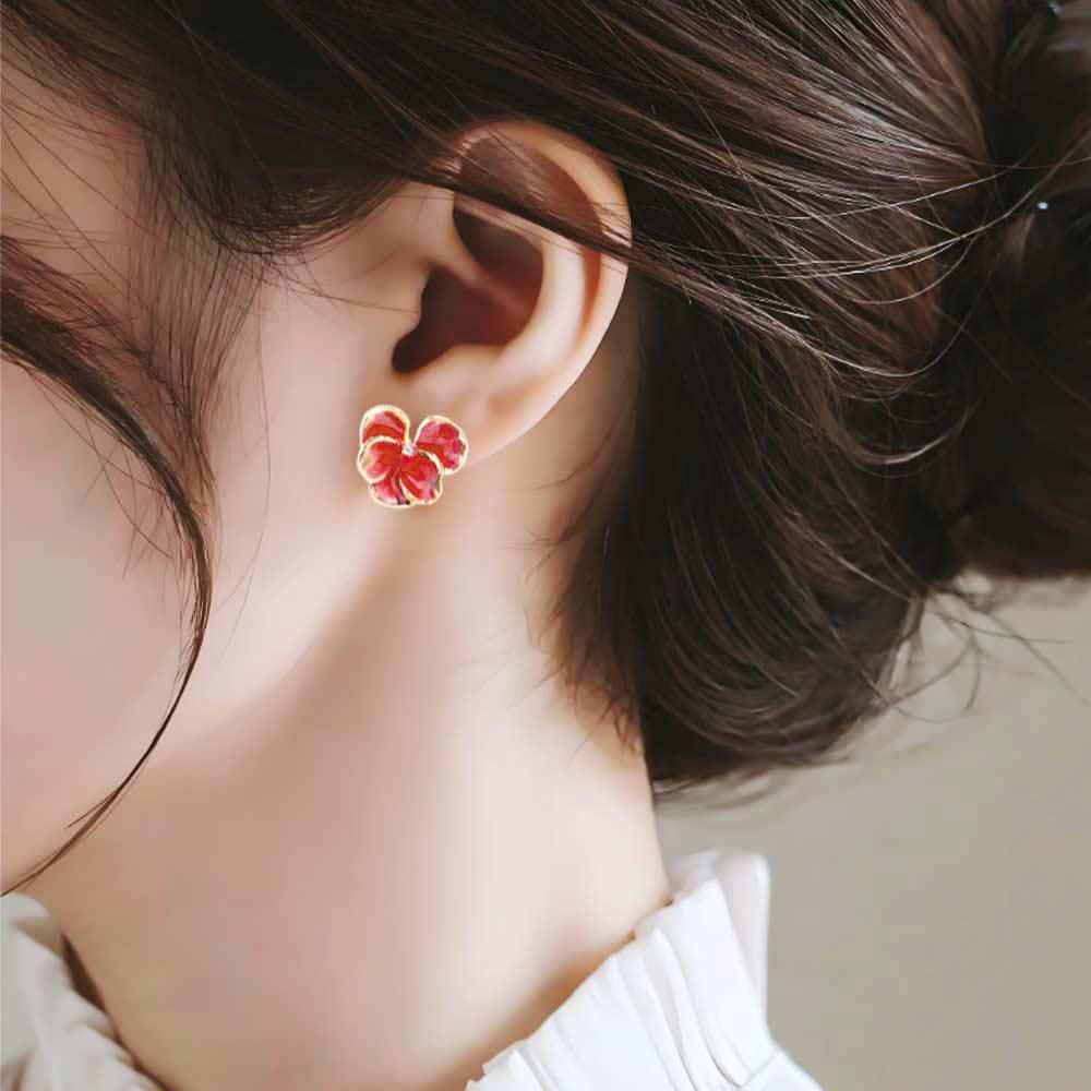 Luxury Flower Stud Earrings Rhinestone Five Petals Earrings 3D Petal Flower  Earrings  Women