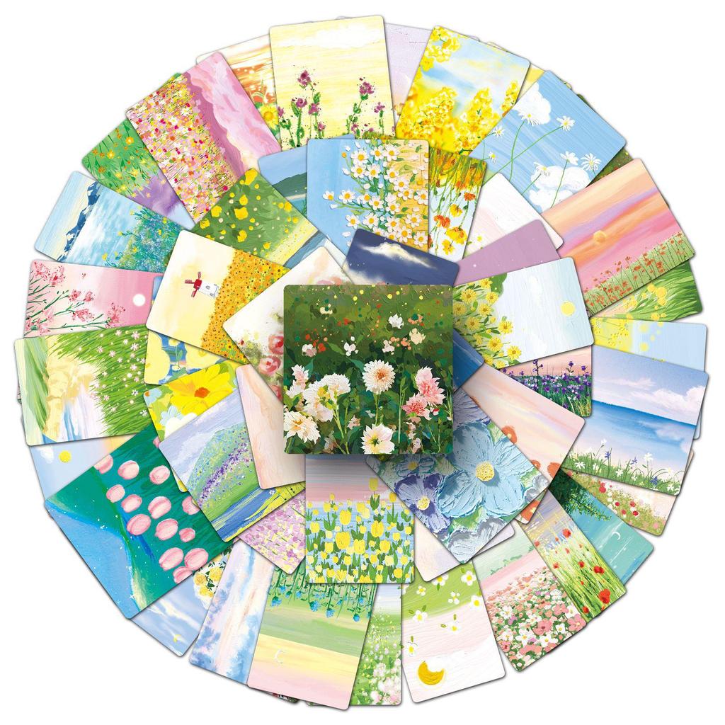50 Sheets INS-Style Flower & Scenery Stickers for DIY Art and Milk Tea Cups