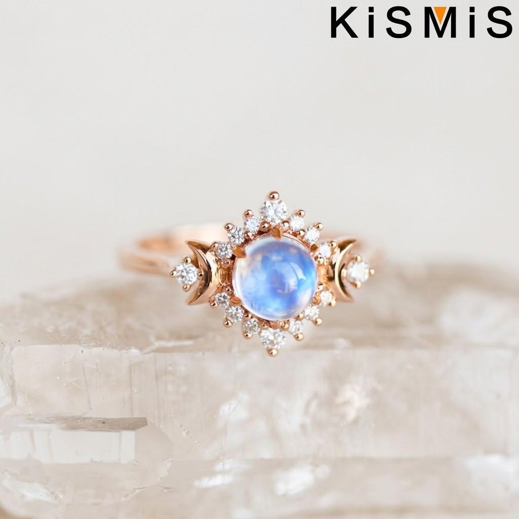 Fashion Woman Exquisite Simple Moon Ring Beautiful Generous Birthday Gift Party Jewelry Size 5-10