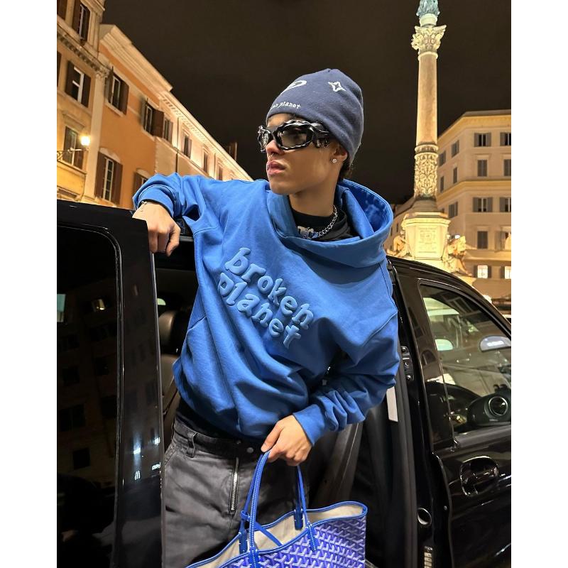 Y2k Letter Print Blue Hoodies Men Clothes Couples 3D Tops Sweatshirt Goth Streetwear Tracksuit Women Clothing Oversized Hoodie