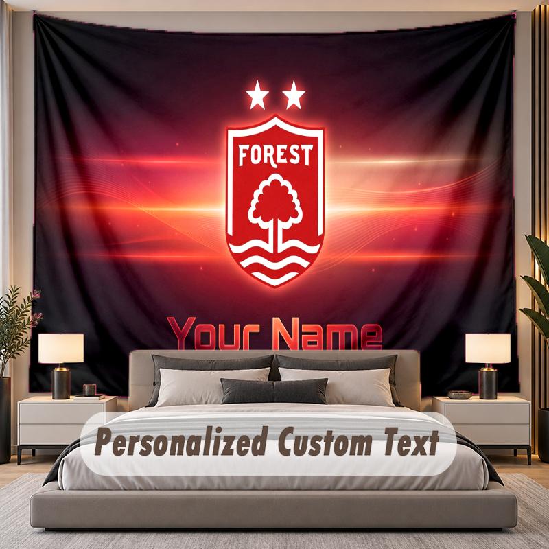 Custom Name Text Tapestry Nottingham Forest Personalized Polyester Wall Tapestry For Bedroom And Room