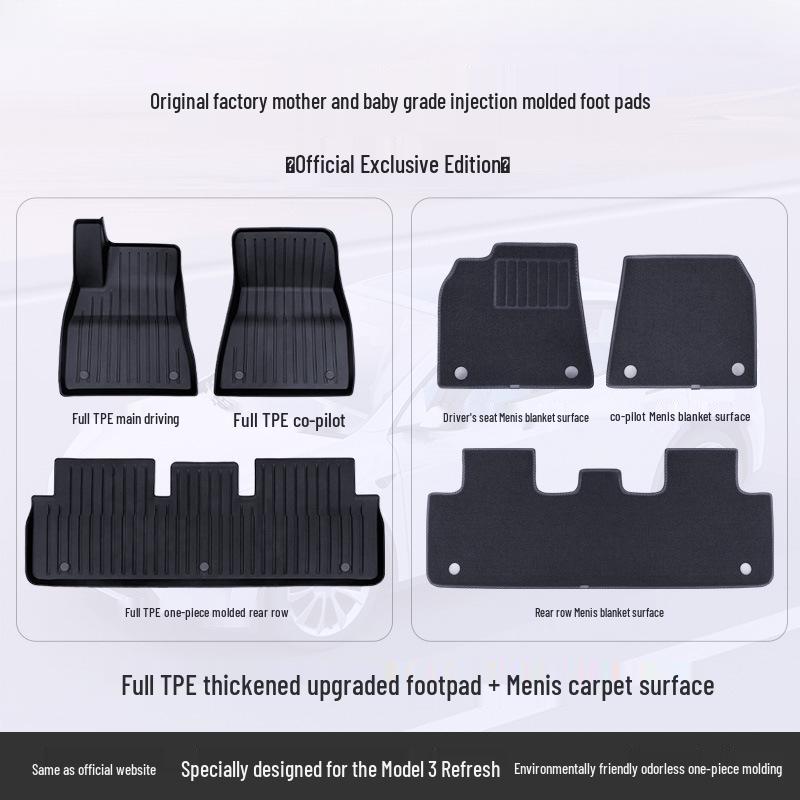 Tesla Model Y & 3 Custom TPE Floor Mats - Full Surround Car Carpets
