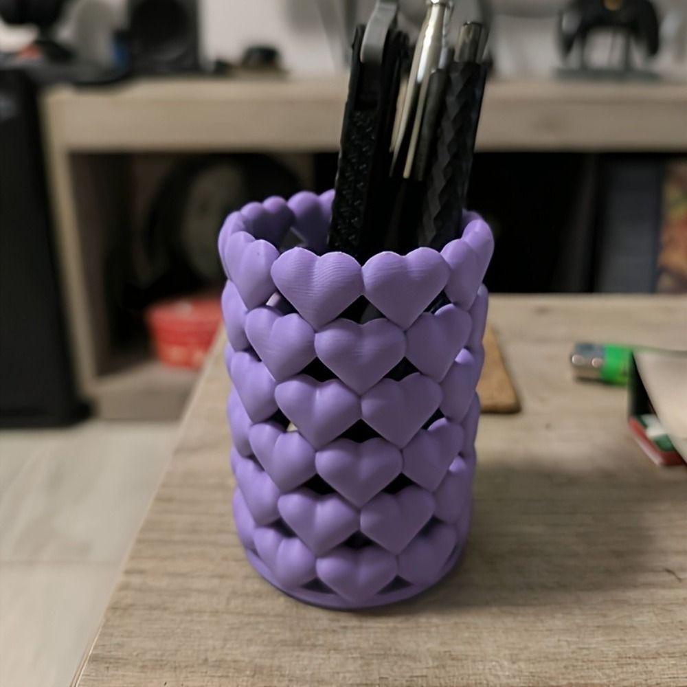 Hollow 3D Printed Pencil Cup Cute Stationery Organizer Makeup Brush Container  Classroom Use