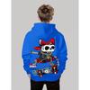 Boys' 3D printed hooded pullover - long sleeved casual sportswear, regular for autumn and winter outdoor activities