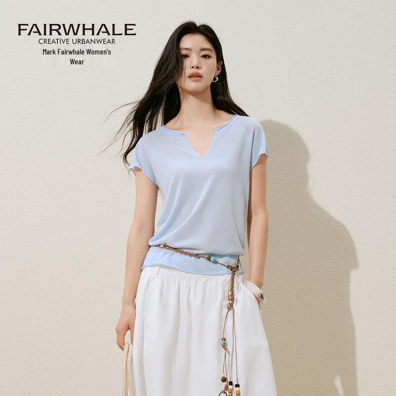 

MARK FAIRWHALE Women s V-Neck Knit Short Sleeve Top S