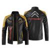 Large size leather jacket PU men's leather jacket blood dragon sticker car logo slim casual motorcycle fleece windproof leather jacket