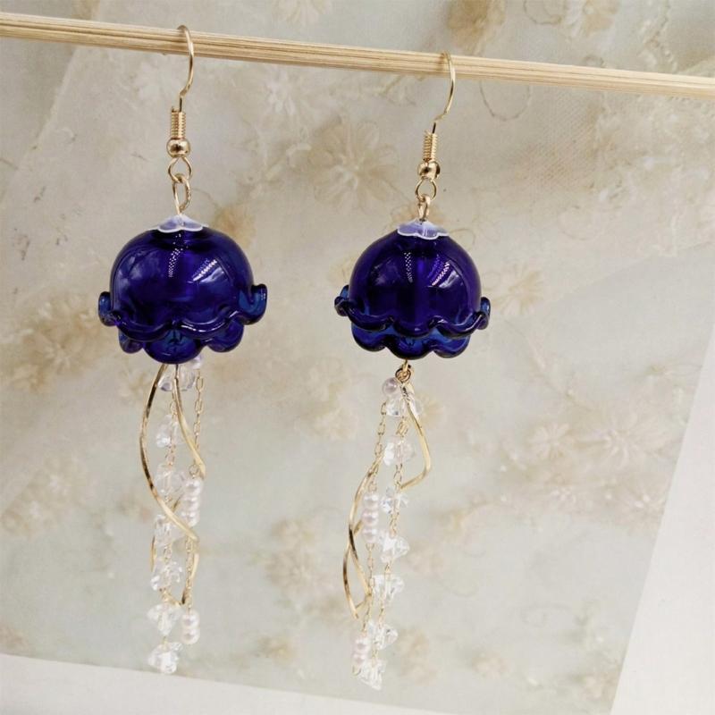 Jellyfish Shape Tassels Earrings Stylish Pendant Earrings Fashion Drop Earrings Fashionable Ear Jewelry for Woman Girls