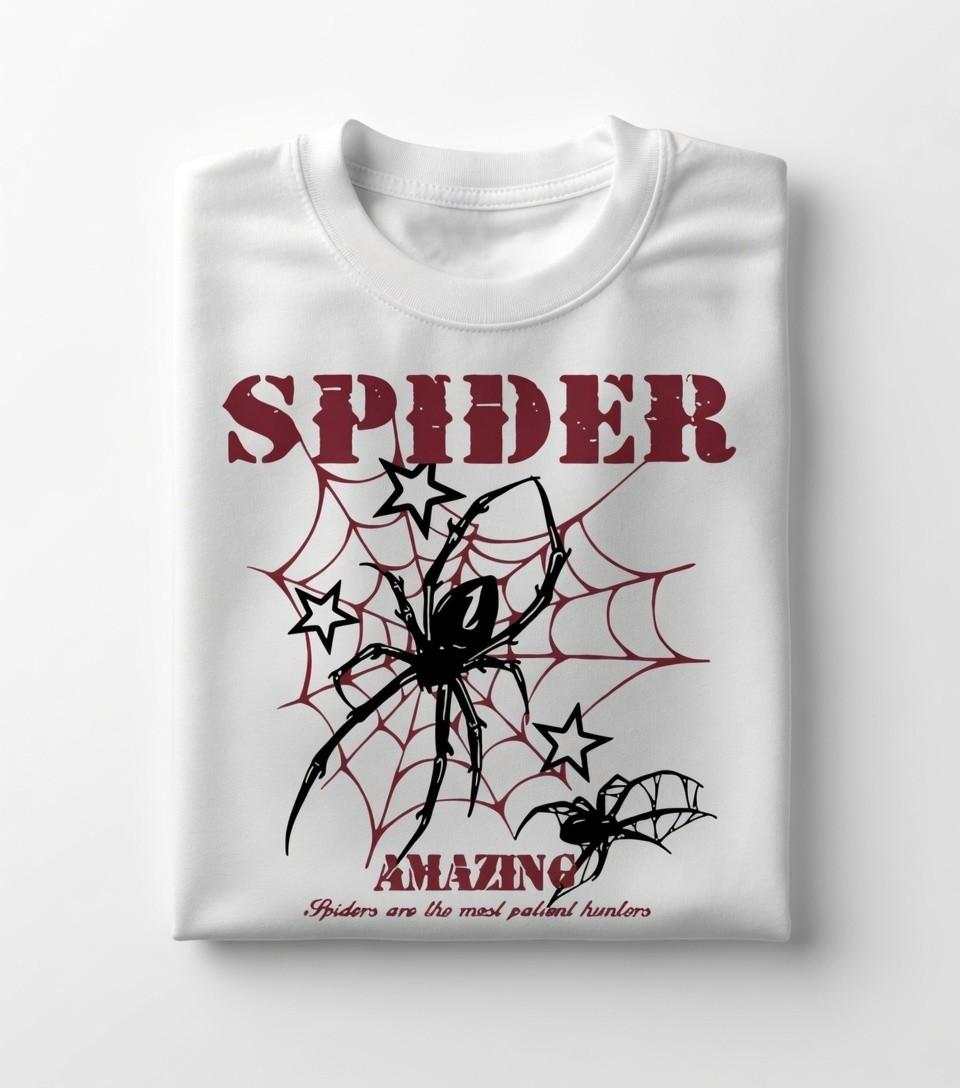 Spider Amazing T-Shirt | Patient Hunter Spiderweb Shirt | Cool Nature Graphic S