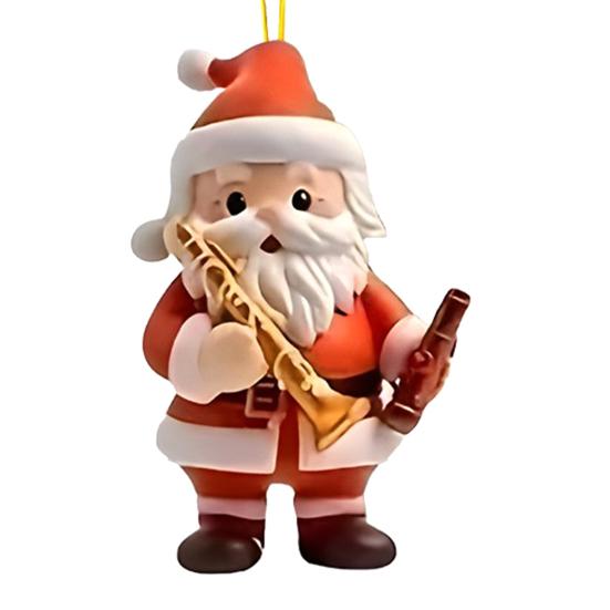 Santa Claus Christmas Ornament Cute Santa Plays Guitar/Sax/Trumpet Musical Instrument Acrylic Ornament for Christmas Tree Home Party Decor