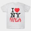Herren Schwarzes Print-T-Shirt Ich liebe New York Ninja No-Cut Transferpapier Druck Baumwoll-T-Shirt