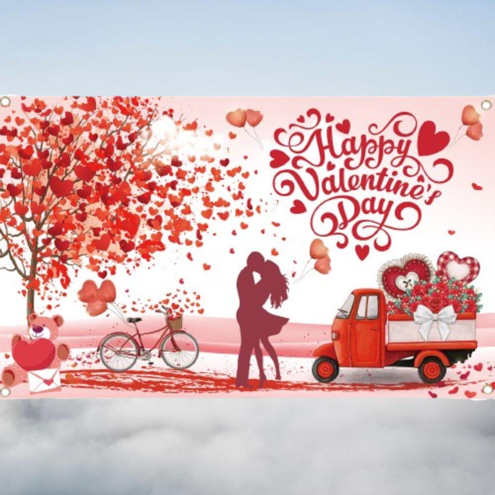 110cmx180cm Red Love Heart Dating Background Happy Valentine's Day Banner  Home Party Decor