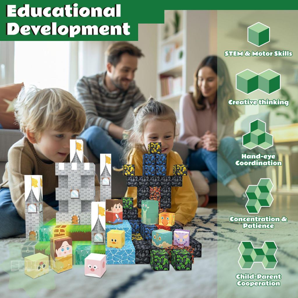 Mini Magnetic Building Blocks: Light-Up Forest Adventure Toy Set