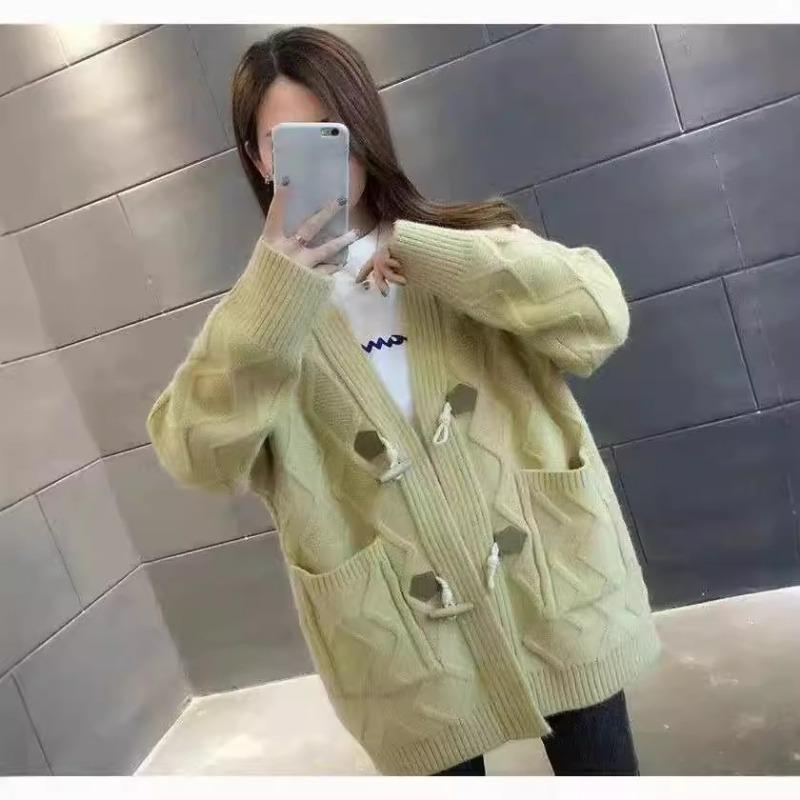 Autumn and winter new knitted cardigan jacket women's versatile loose lazy style casual medium and long sweater women