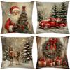 Christmas Pillow Covers 45x45cm Set of 4,Christmas Throw Pillow Covers Xmas Trees Cushion Cover for Holiday Sofa Couch Bed Home